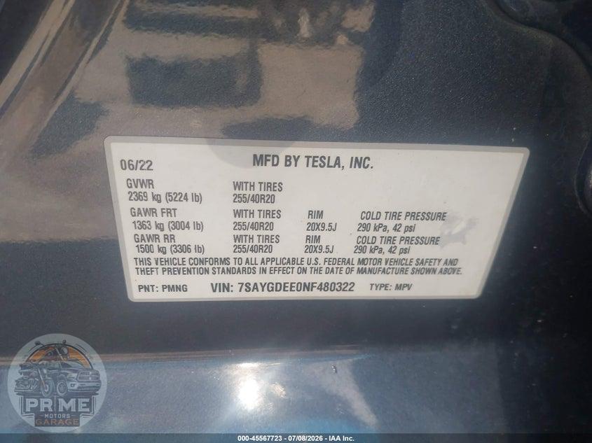 2022 TESLA MODEL Y LONG RANGE DUAL MOTOR ALL-WHEEL DRIVE — фото 9