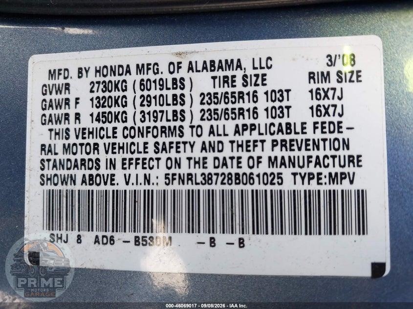 2008 HONDA ODYSSEY EX-L — фото 9