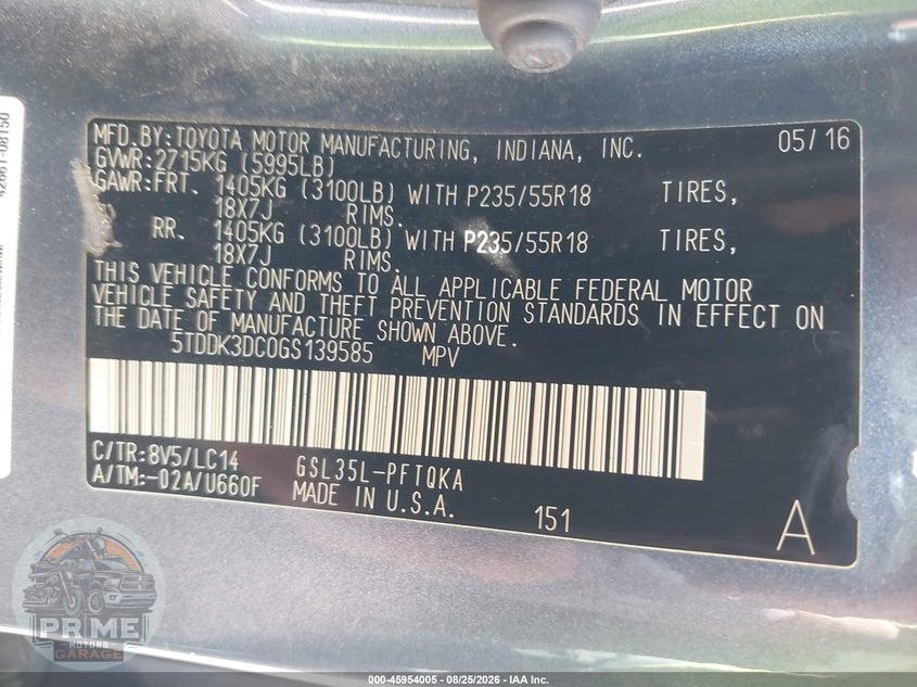 2016 TOYOTA SIENNA XLE PREMIUM 7 PASSENGER — фото 9