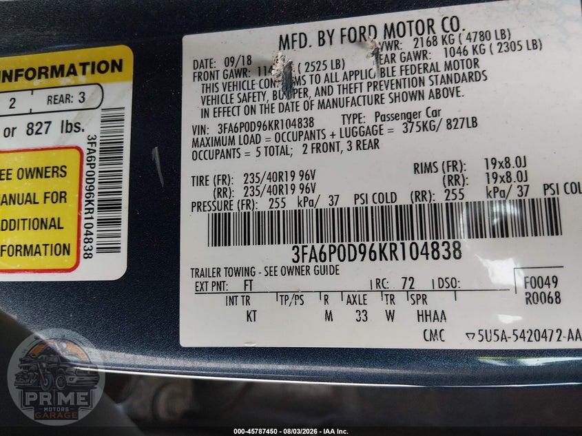 2019 FORD FUSION TITANIUM — фото 9