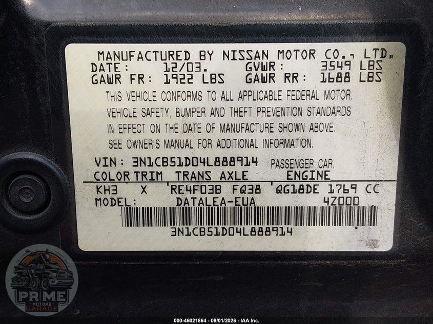 2004 NISSAN SENTRA 1.8S — фото 9