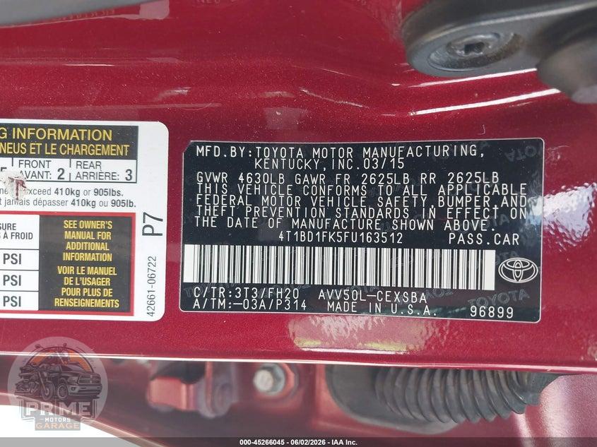 2015 TOYOTA CAMRY HYBRID SE — фото 9