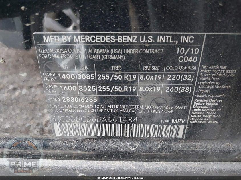 2011 MERCEDES-BENZ ML 350 4MATIC — фото 9