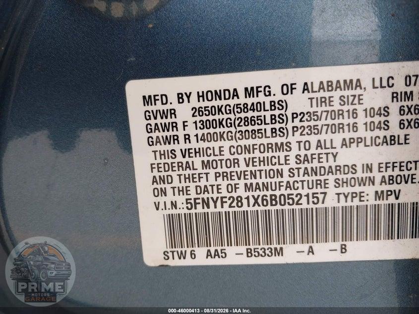 2006 HONDA PILOT LX — фото 9