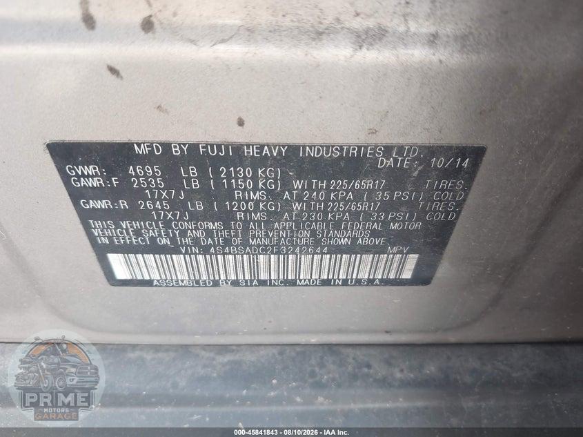2015 SUBARU OUTBACK 2.5I PREMIUM — фото 9