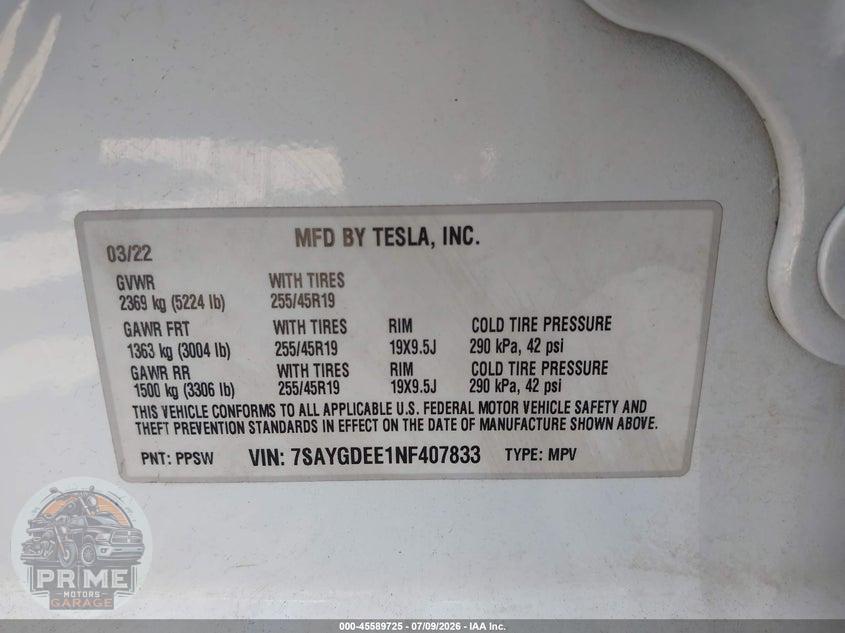 2022 TESLA MODEL Y LONG RANGE DUAL MOTOR ALL-WHEEL DRIVE — фото 8