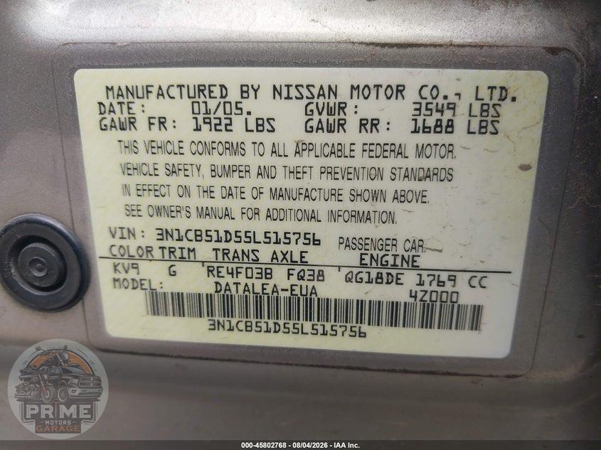2005 NISSAN SENTRA 1.8S — фото 9