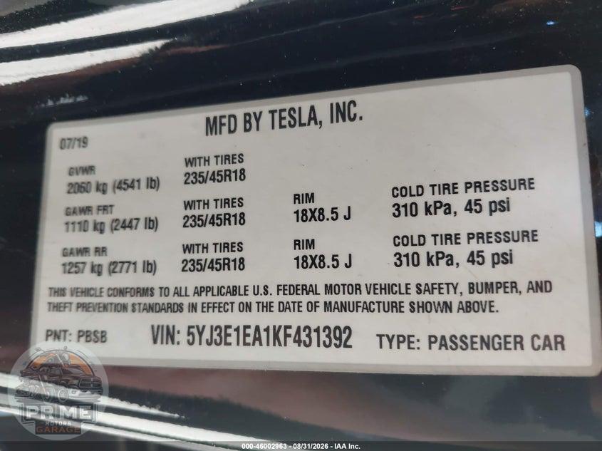 2019 TESLA MODEL 3 LONG RANGE/MID RANGE/STANDARD RANGE/STANDARD RANGE PLUS — фото 9