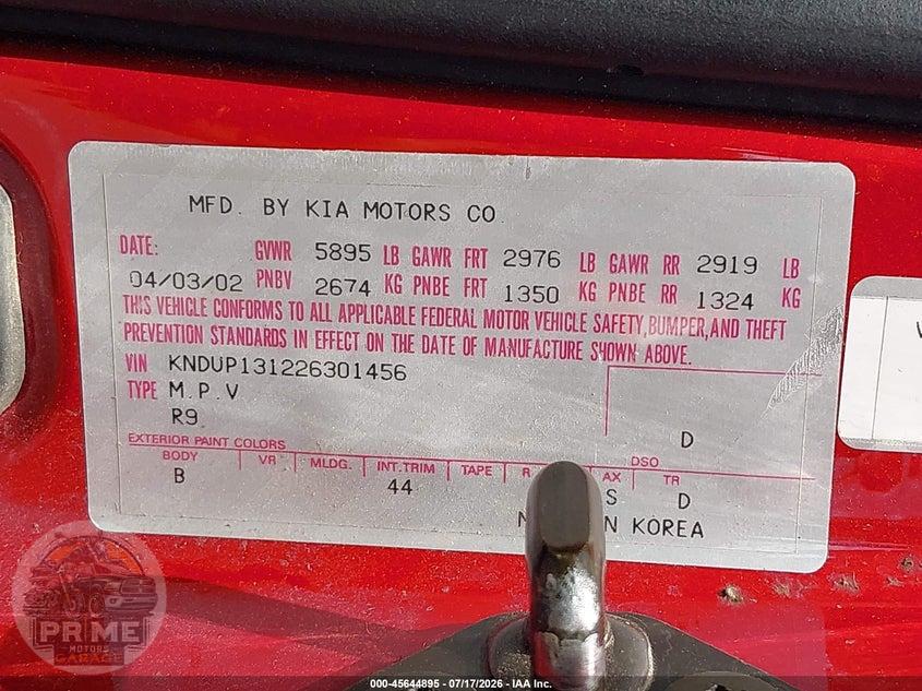 2002 KIA SEDONA EX/LX — фото 9