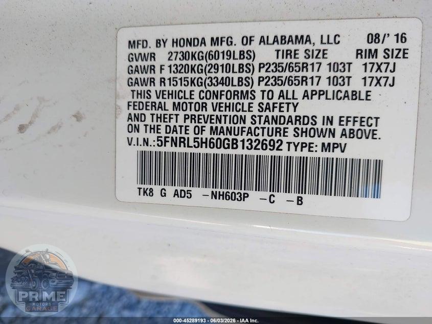 2016 HONDA ODYSSEY EX-L — фото 9