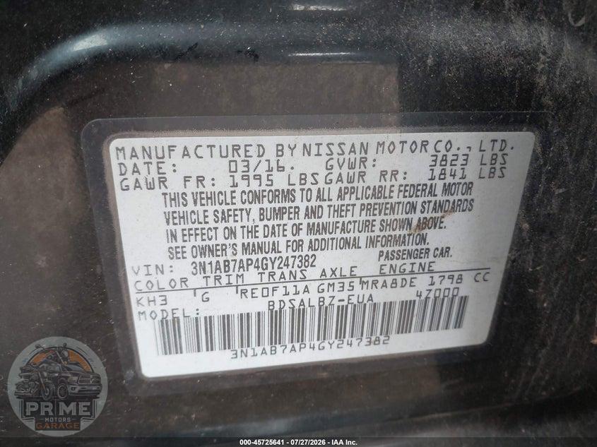 2016 NISSAN SENTRA FE+ S/S/SL/SR/SV — фото 9