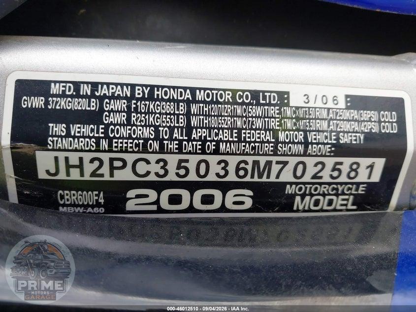 2006 HONDA CBR600 F4 — фото 10