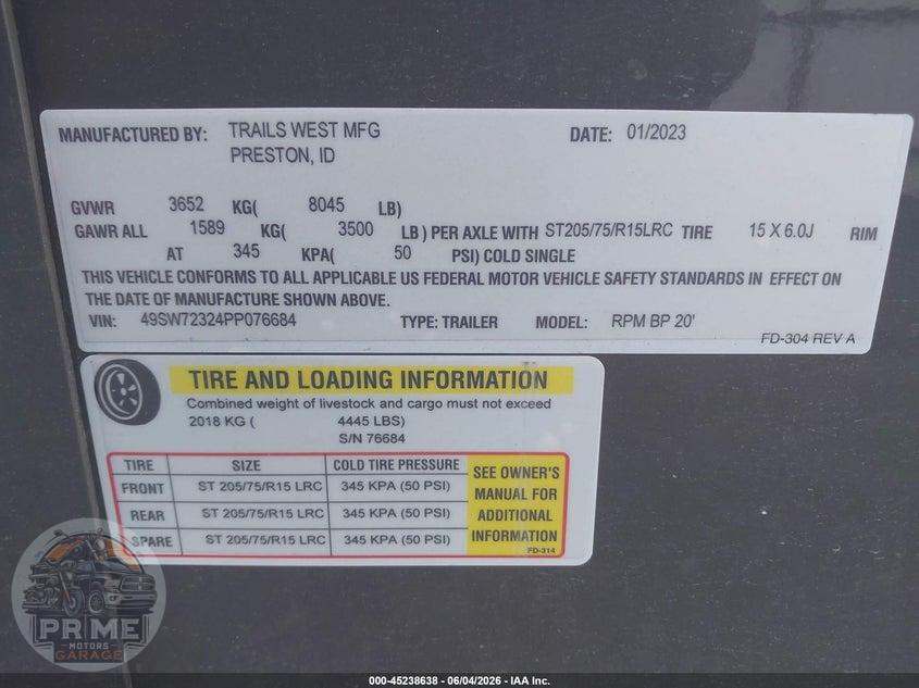 2023 TRAILS WEST TRAILERS RPM BP 20 8X20 ENCLO — фото 9