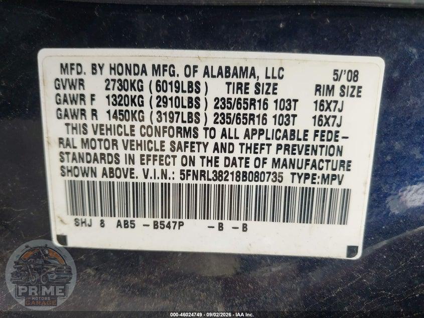 2008 HONDA ODYSSEY LX — фото 9