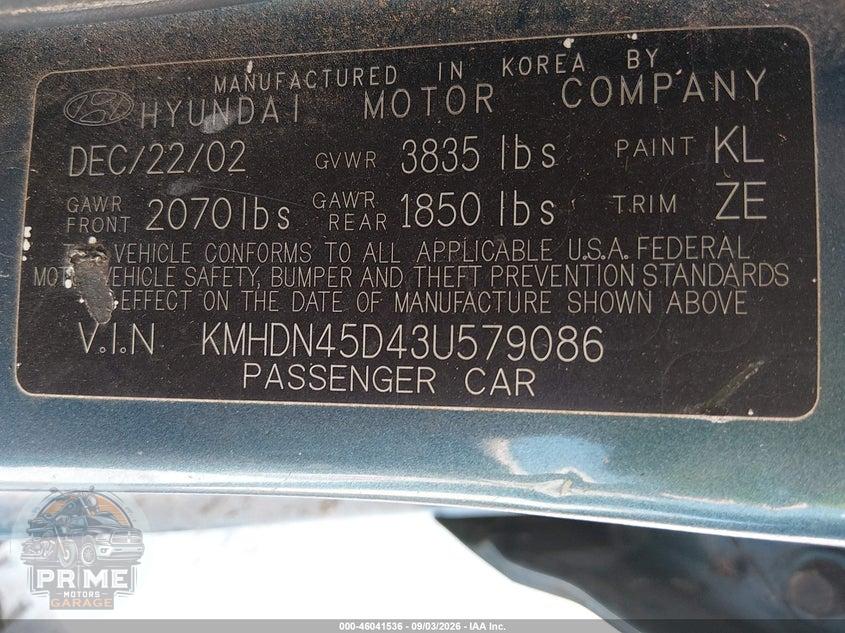 2003 HYUNDAI ELANTRA GLS/GT — фото 9