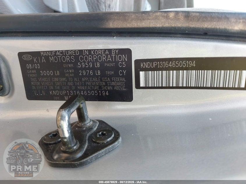 2004 KIA SEDONA EX/LX — фото 9