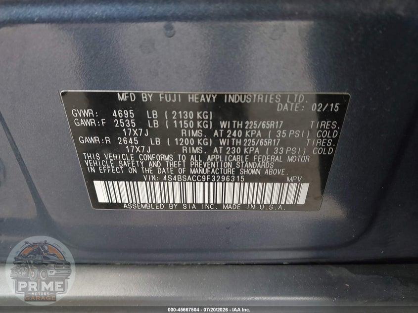 2015 SUBARU OUTBACK 2.5I PREMIUM — фото 9