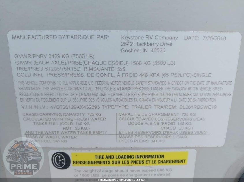 2019 KEYSTONE BULLET 261RBSWE — фото 9
