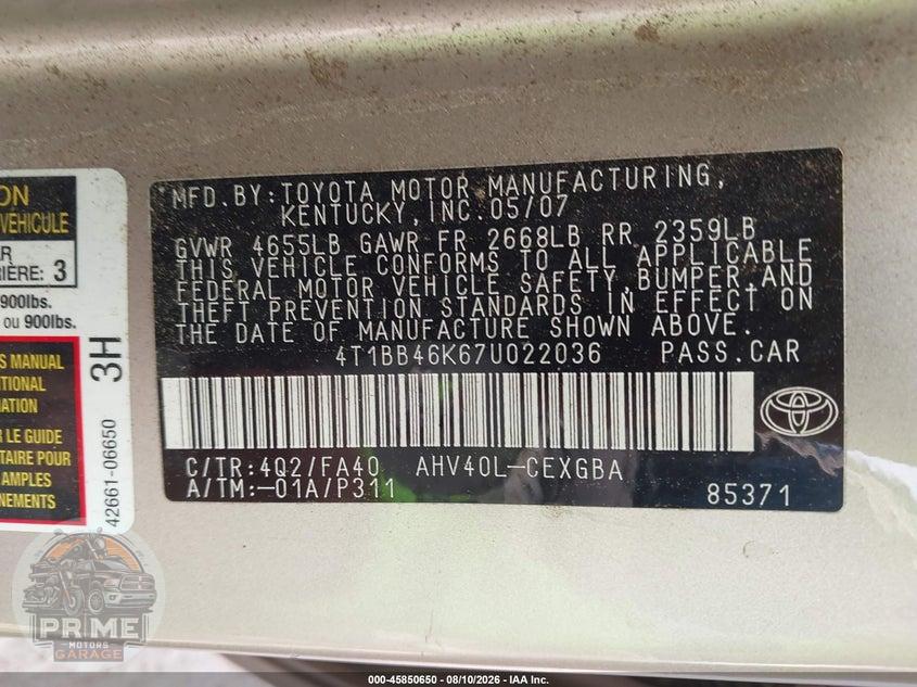 2007 TOYOTA CAMRY HYBRID — фото 9