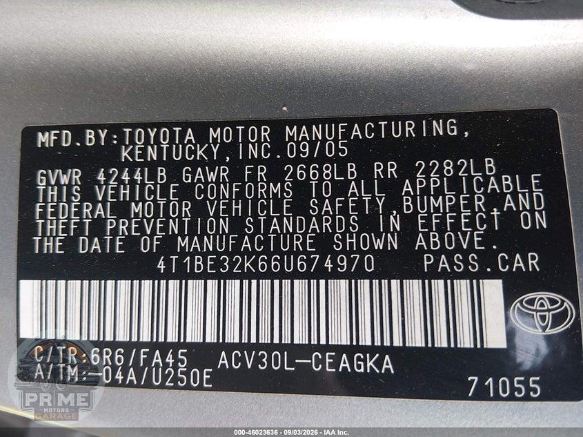 2006 TOYOTA CAMRY XLE — фото 9