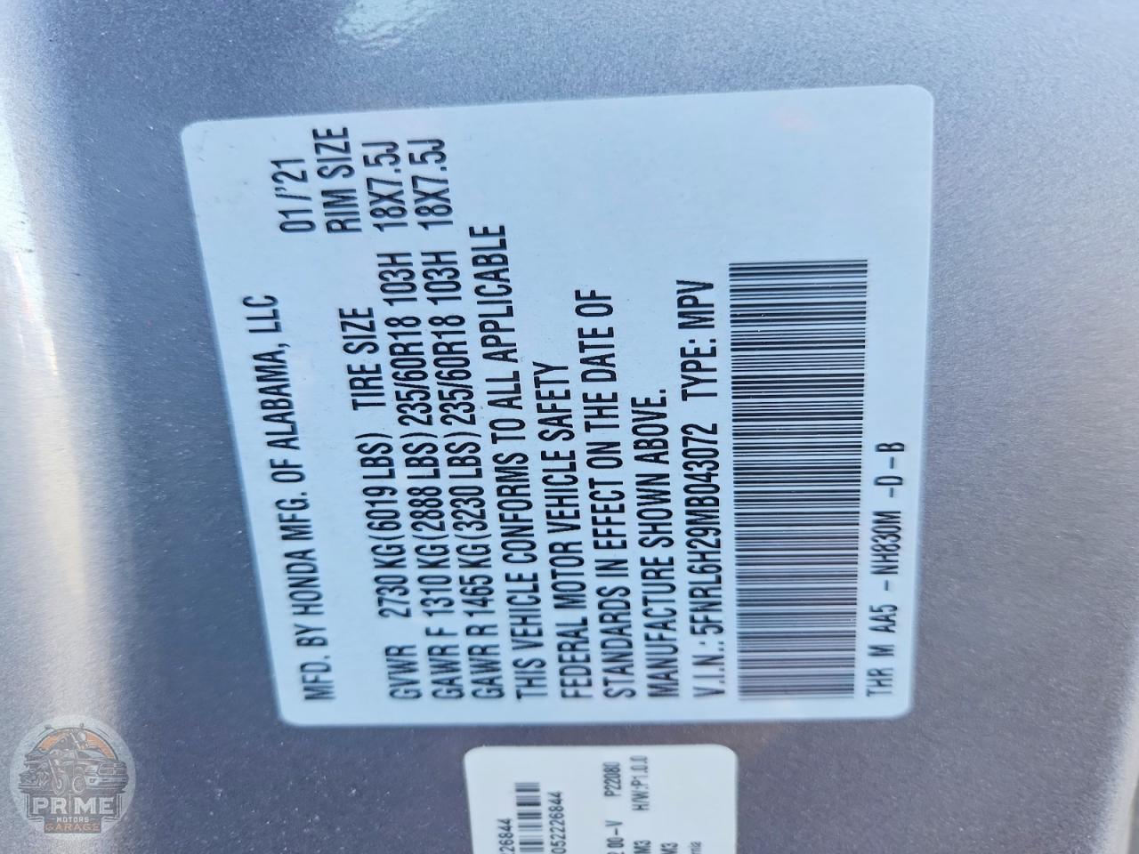 2021 HONDA ODYSSEY — фото 14