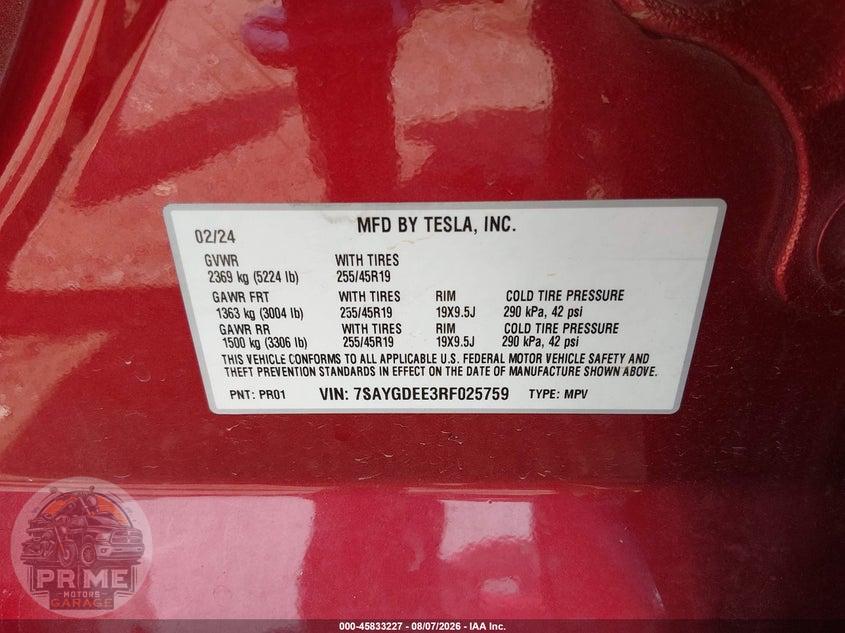 2024 TESLA MODEL Y LONG RANGE DUAL MOTOR ALL-WHEEL DRIVE — фото 9