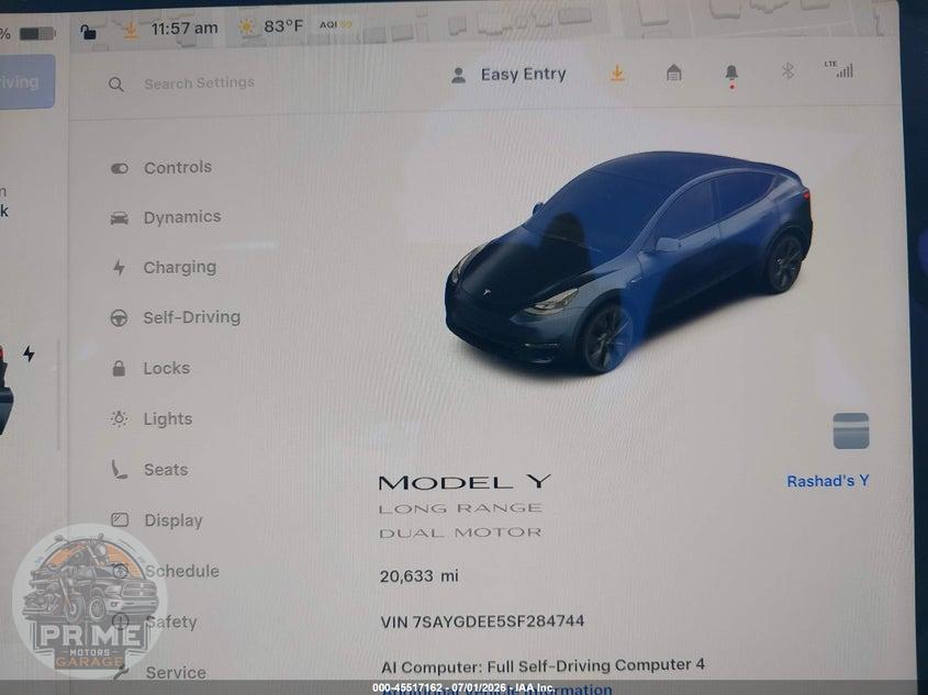 2025 TESLA MODEL Y LONG RANGE DUAL MOTOR ALL-WHEEL DRIVE — фото 16